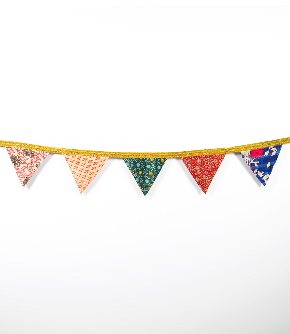 Upcycled saree bunting - 5 flags