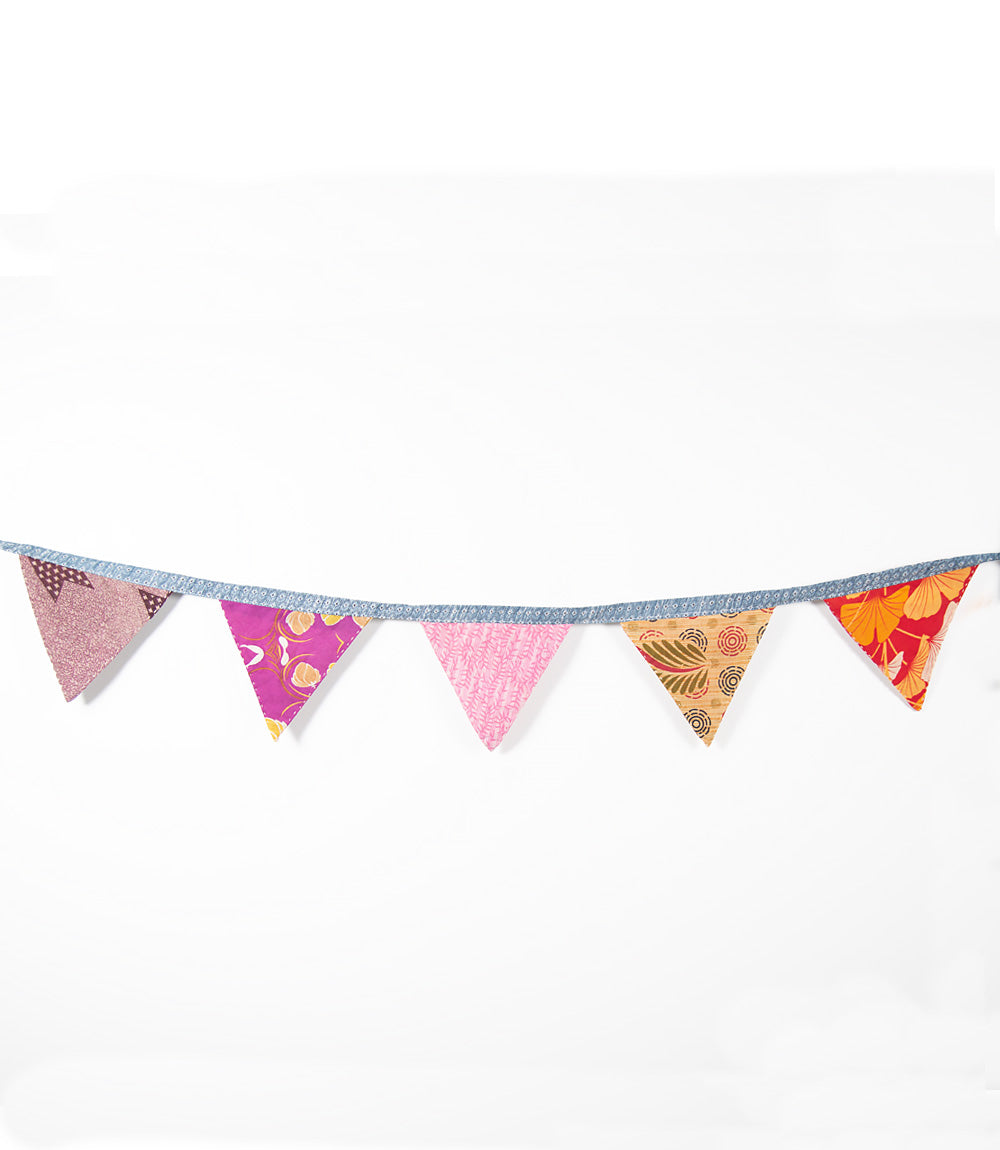 Upcycled saree bunting - 5 flags