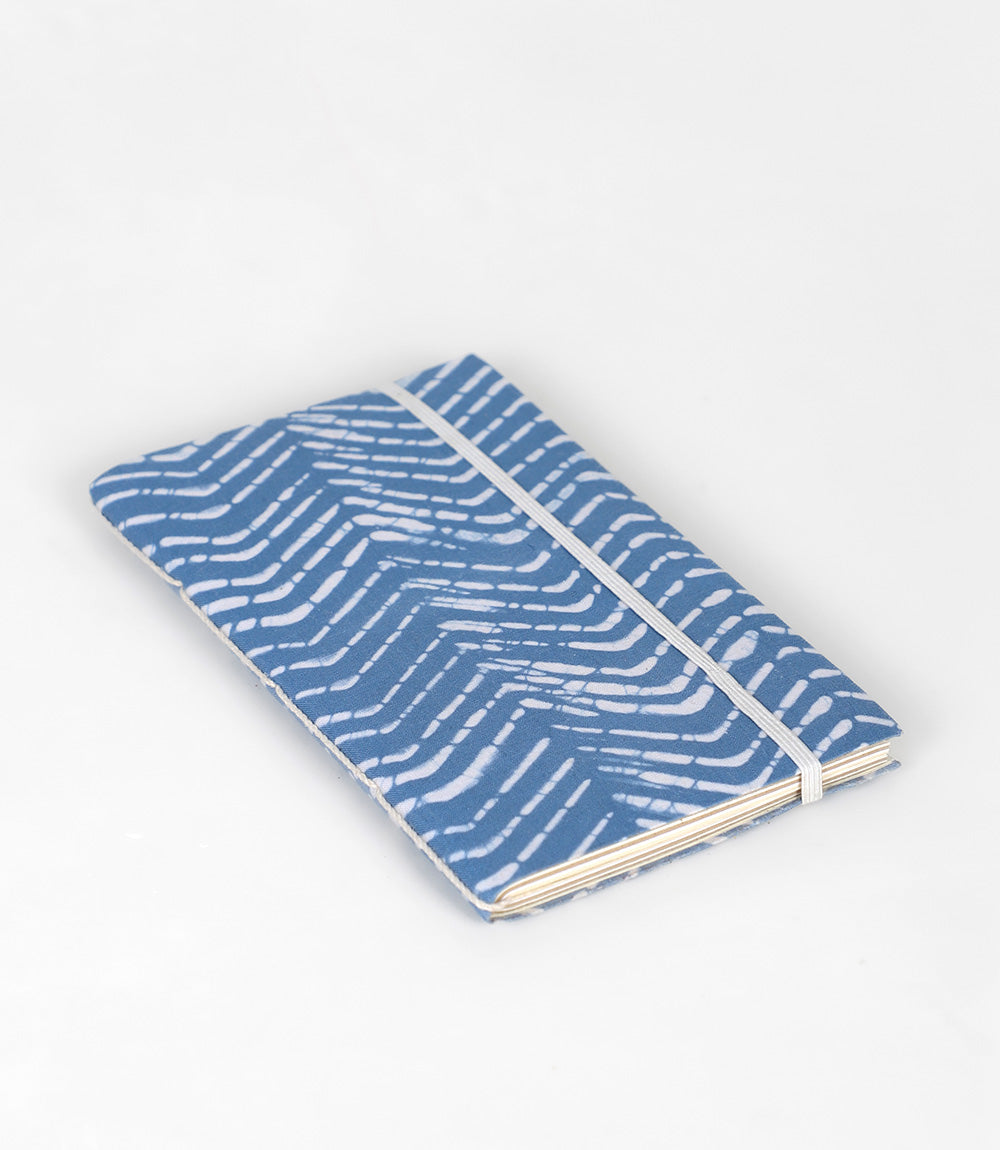 Jute Paper &amp; Batik Fabric Cover Journal - Blue