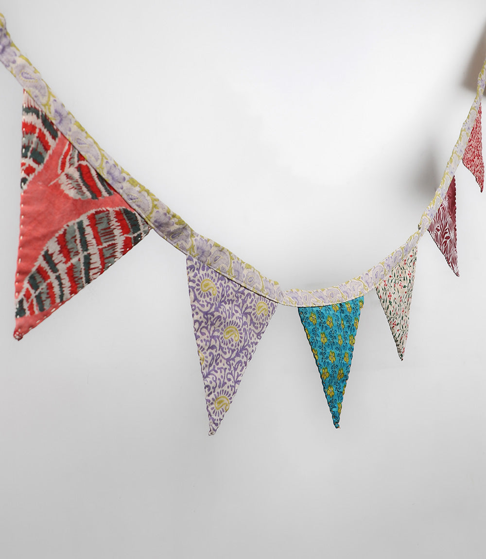 Upcycled saree bunting - 10 flags