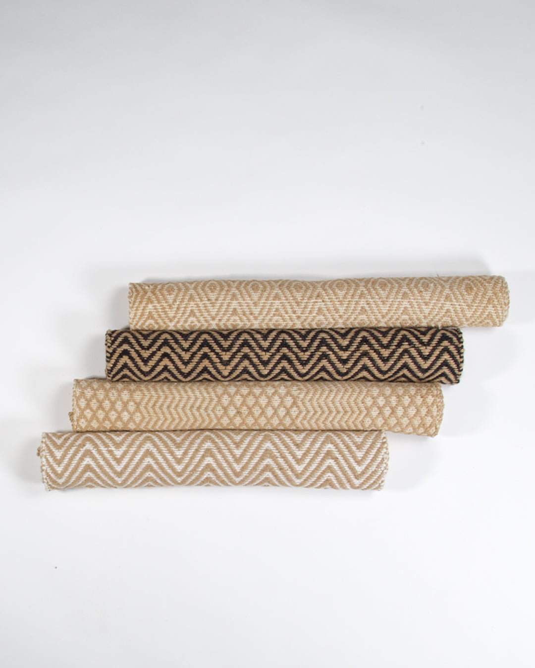 Jute and Cotton Thread Mat, Natural, Wavey Zig Zag Pattern, 60x90cm
