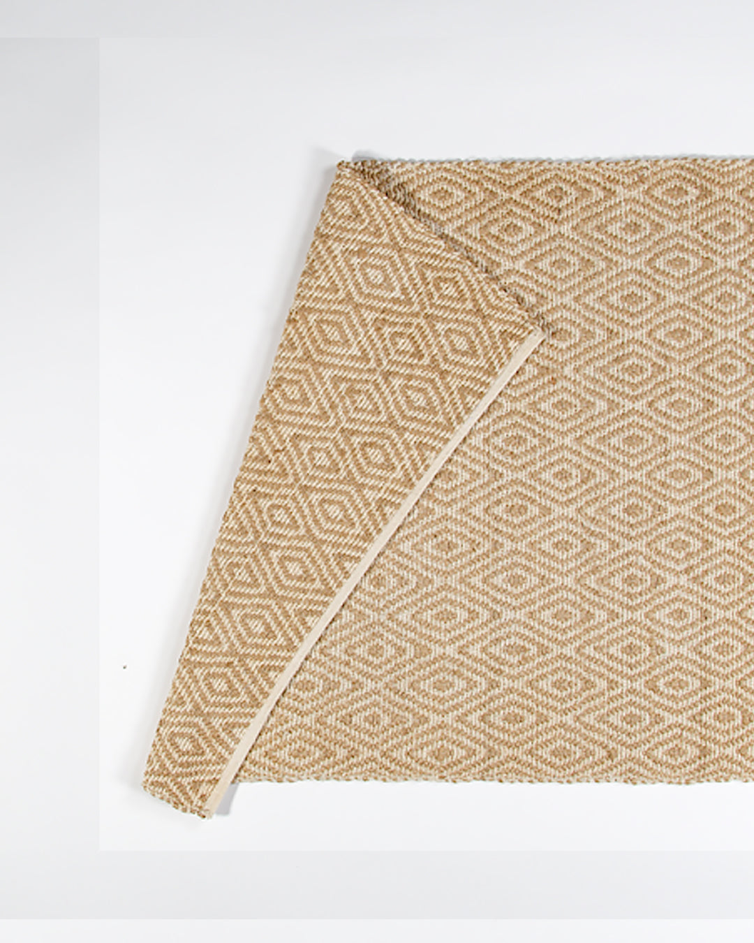 Jute and Cotton Thread Mat, Natural, Diamond Pattern, 60x90cm