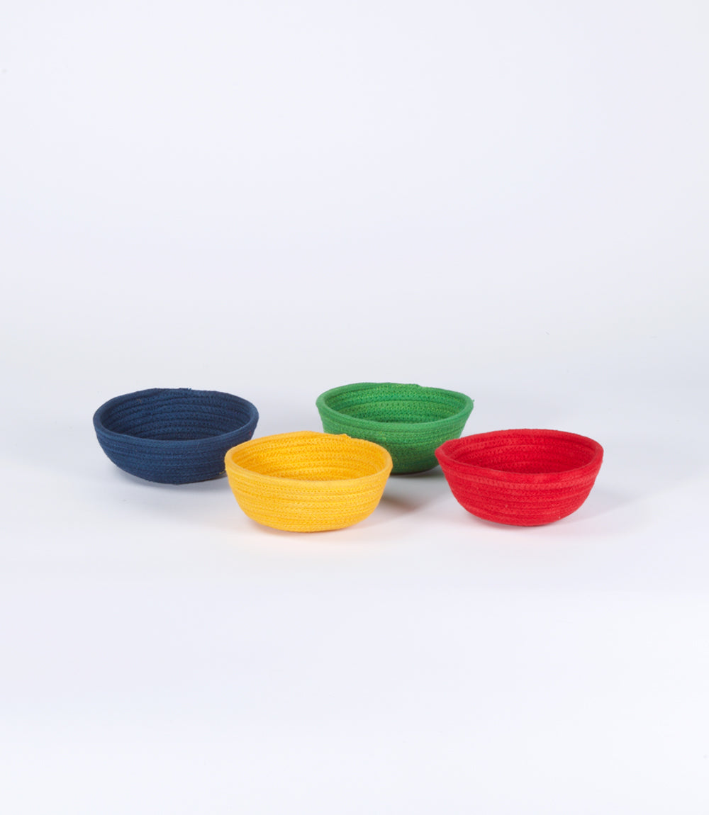 Cotton Trinket Bowl, Medium, Assorted Colours, Set of 4