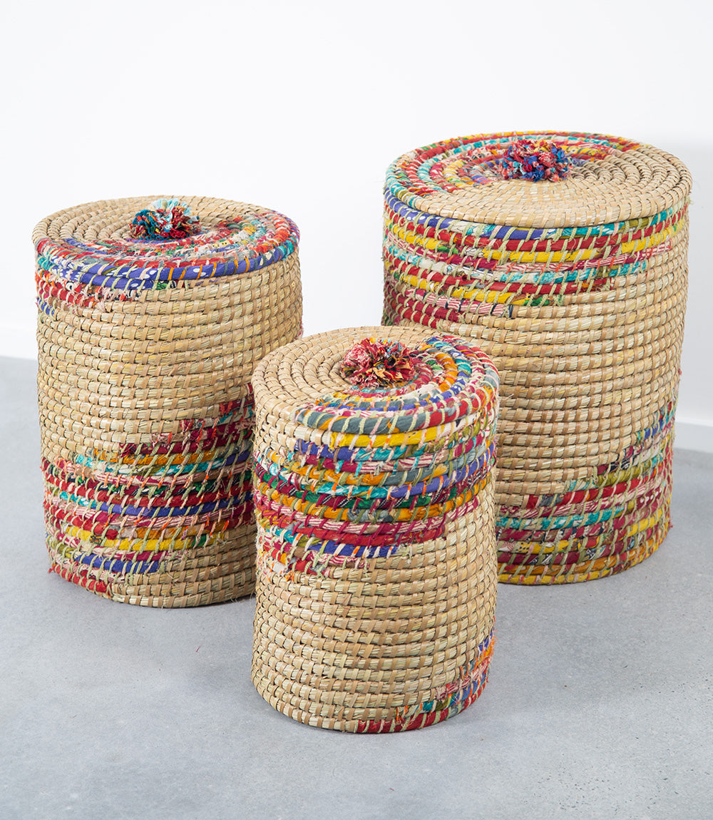 Kaisa baskets set of 3 with lids