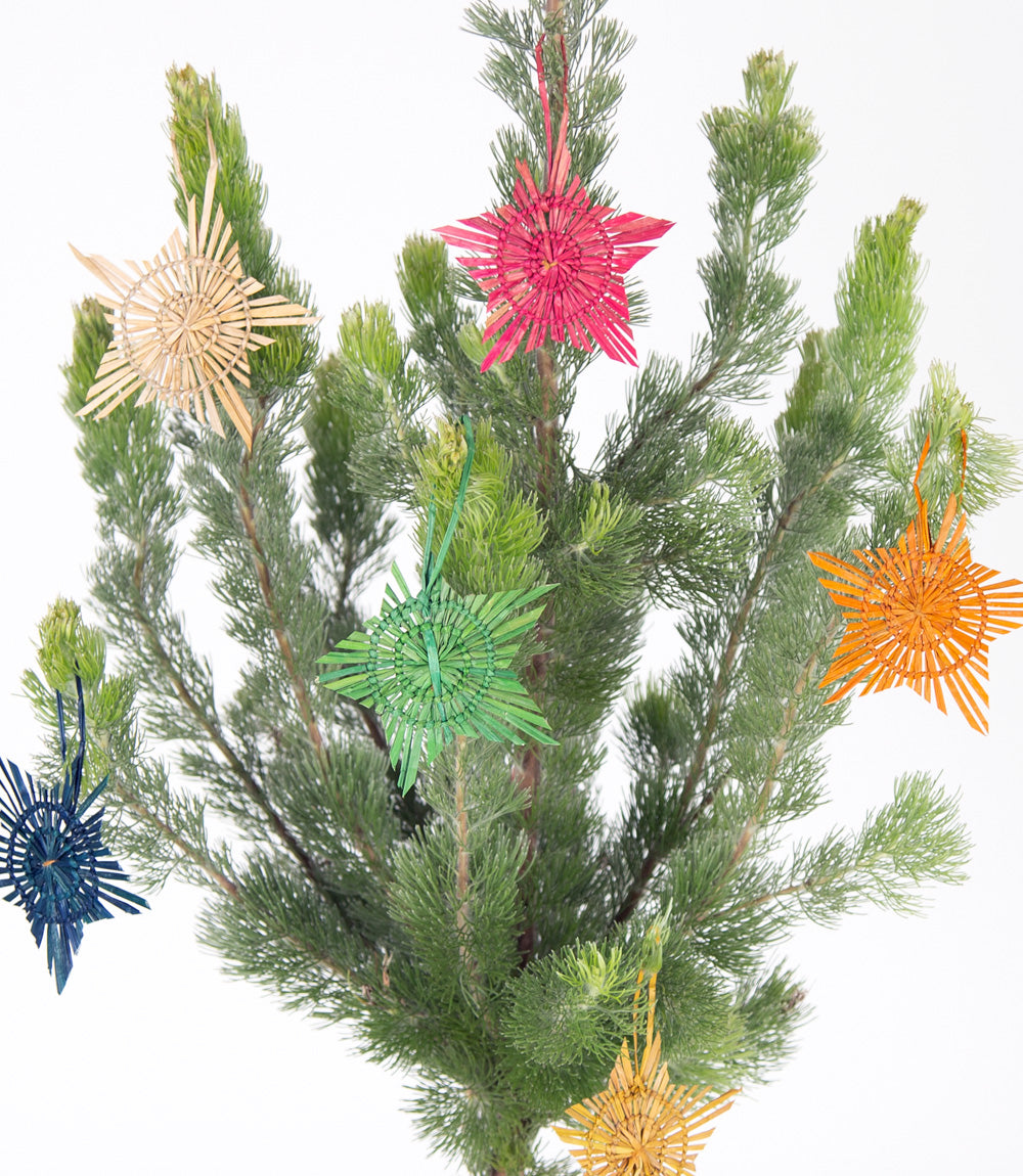 Festive star ornaments - pathi grass multi coloured
