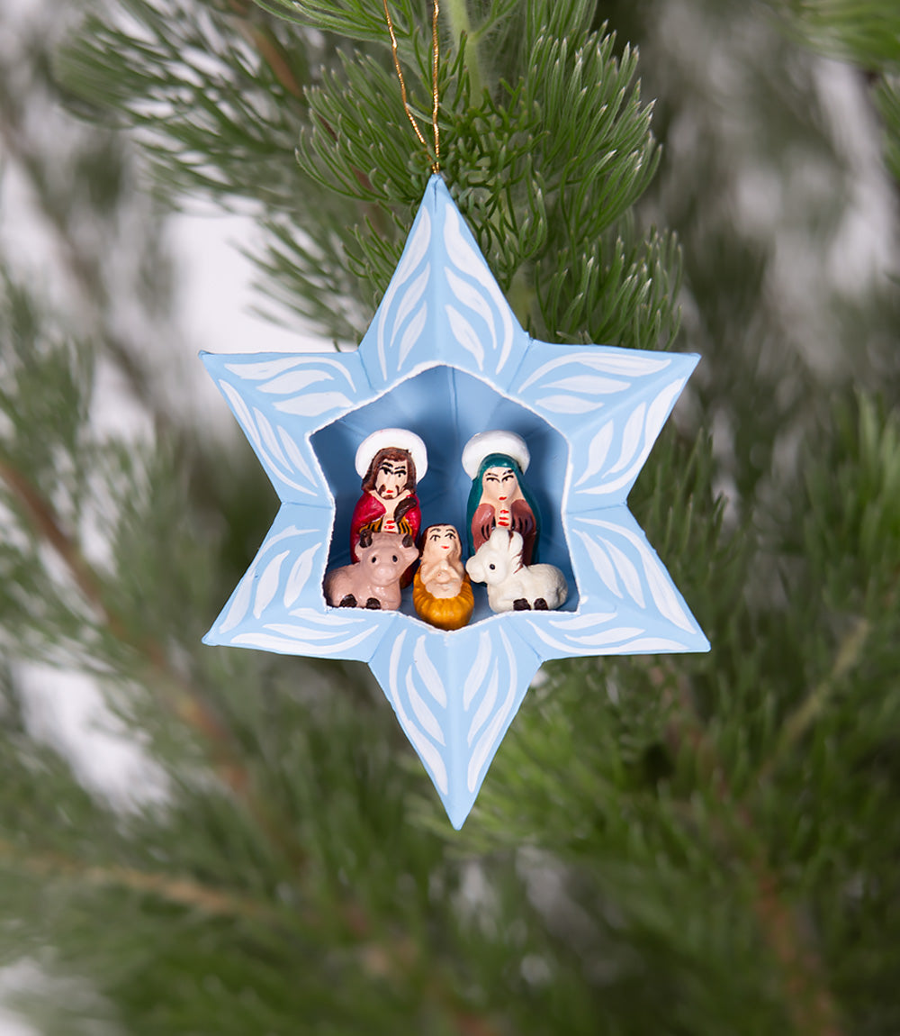 Nativity Star Diorama - Light Blue