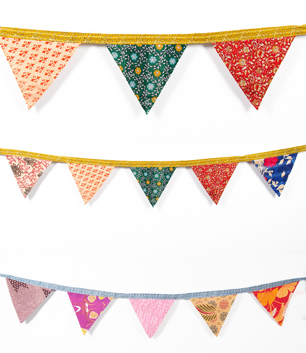 Upcycled saree bunting - 5 flags