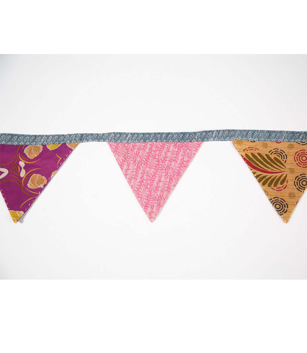 Upcycled saree bunting - 10 flags