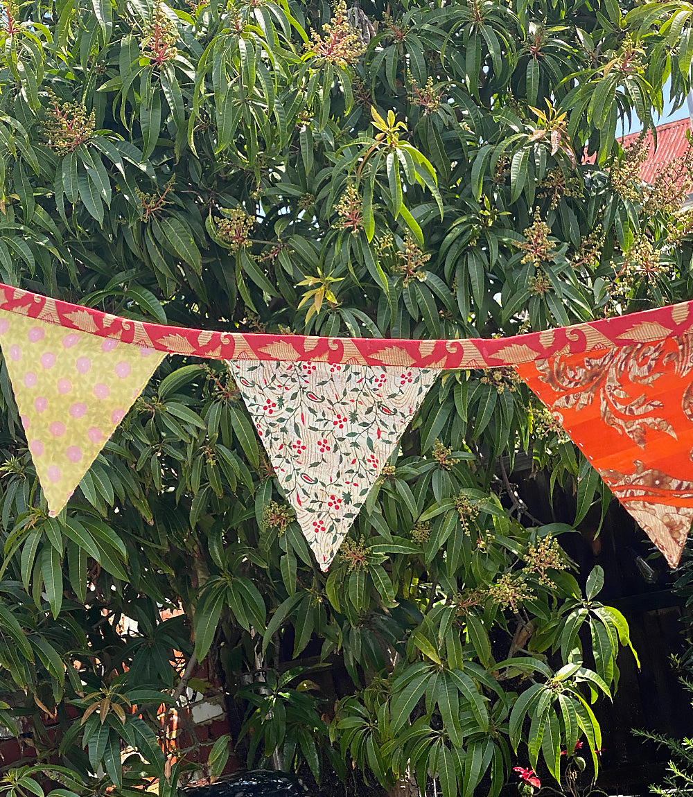 Upcycled Saree Flag Bunting - 10 Flags, 340cm