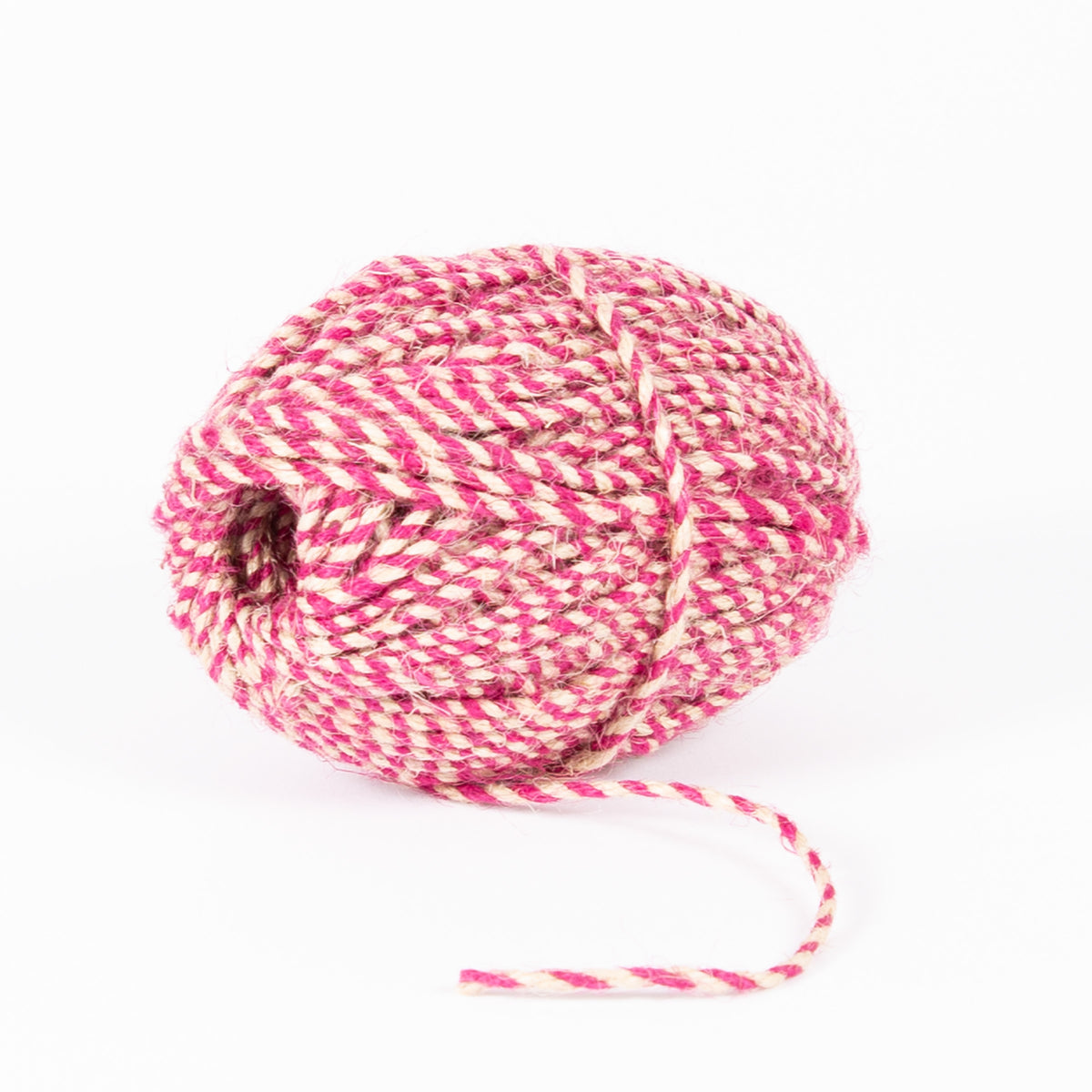 Jute Twine, Fuchsia Red &amp; Natural, Thick, 50m