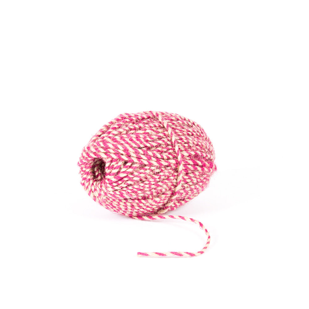 Jute Twine, Fuchsia Red & Natural, Thick, 50m