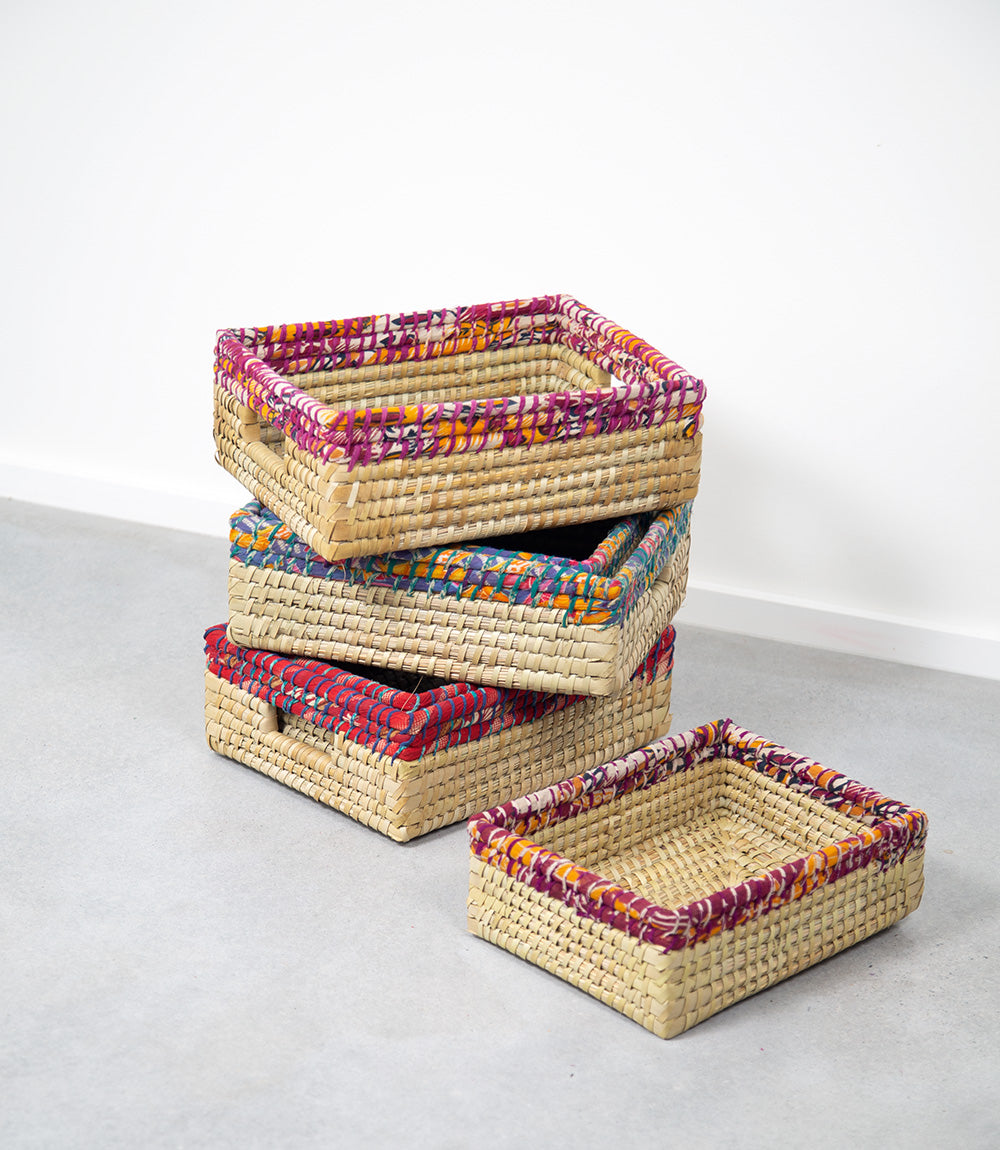 Kaisa Rectangular Table Baskets - Set of 2. Assorted Colours