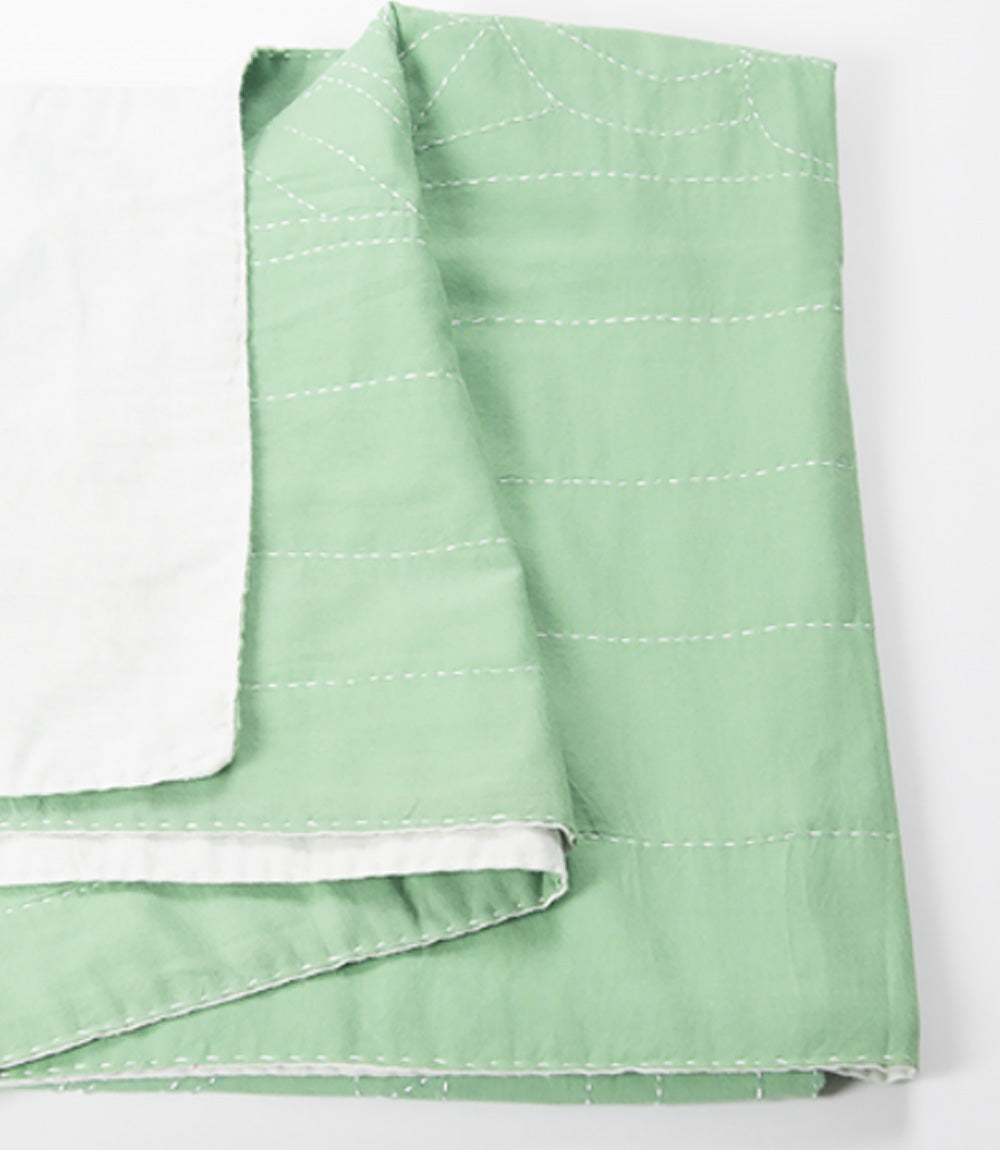 Sage Kantha Baby Blanket