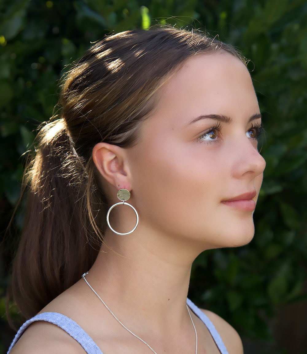 Deco - Hoop Stud Earrings - Silver.