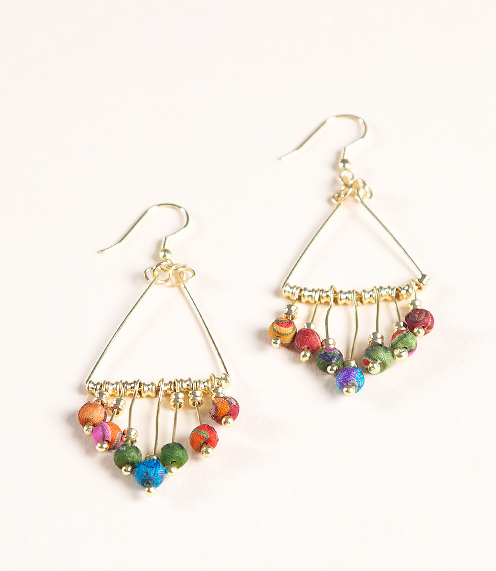 Upcycled Fabric Earrings Upcycled Fabric Earrings Tri Drop
