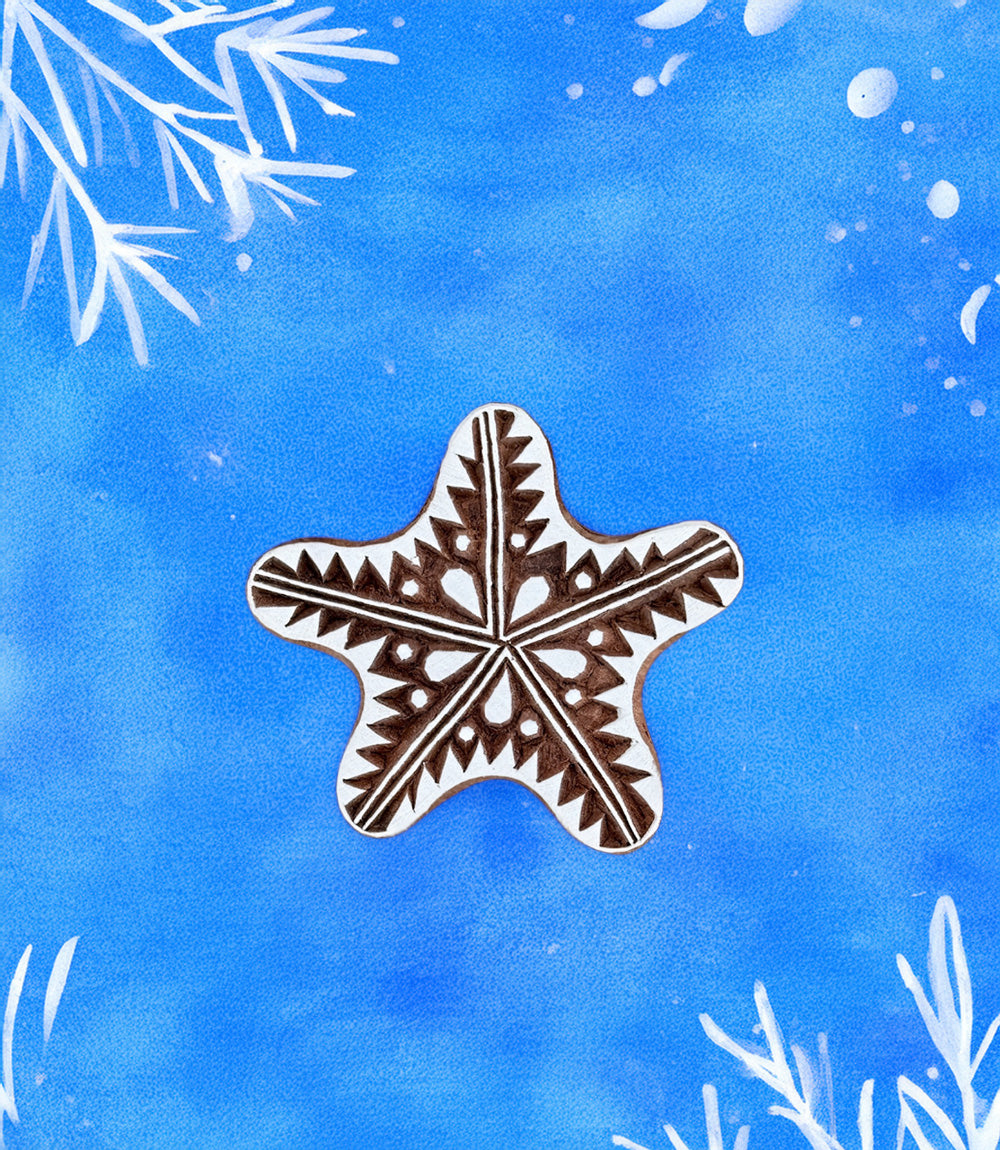 The Sea - Starfish. Medium Wood Print Block