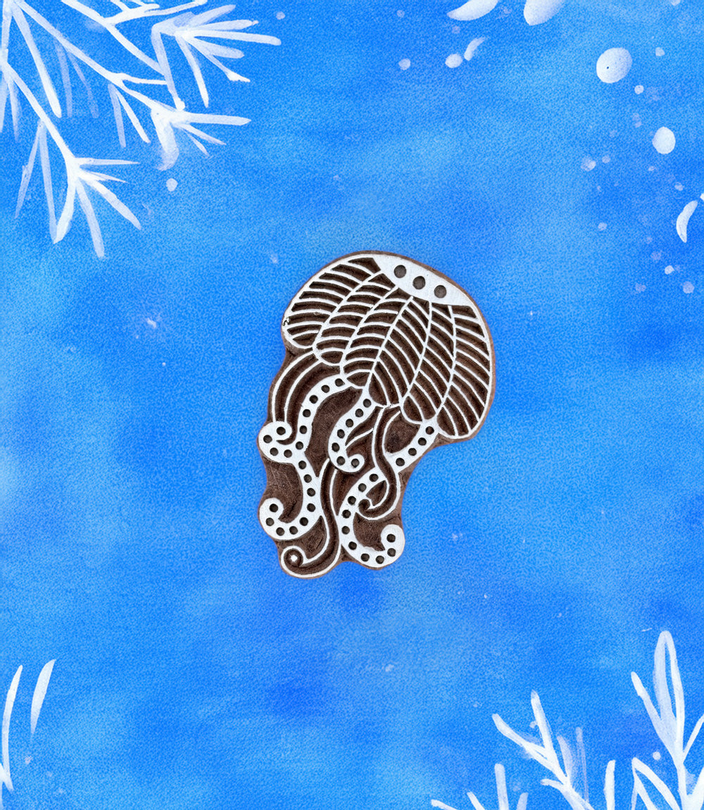 The Sea - Jellyfish. Medium Wood Print Block