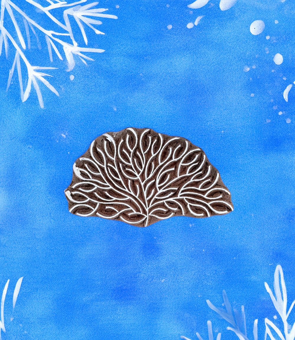 The Sea - Coral.  Medium Wood Print Block