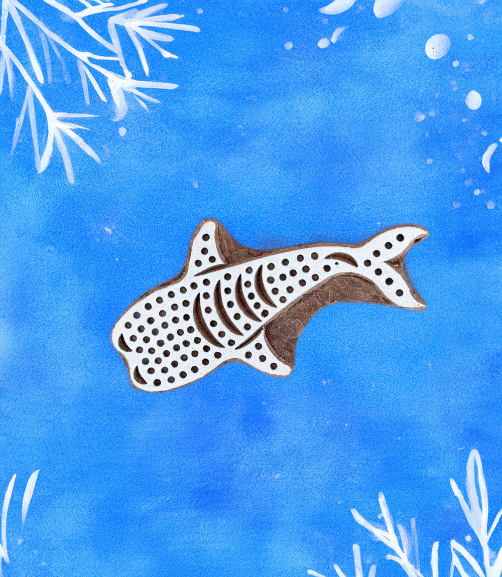 The Sea - Whale Shark. Medium Wood Print Block
