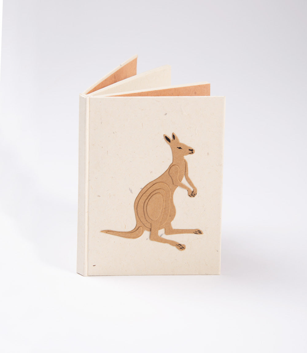 Notebbok with a kangaroo design on a white background