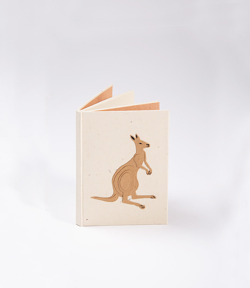 Notebook with a kangaroo design on a white background