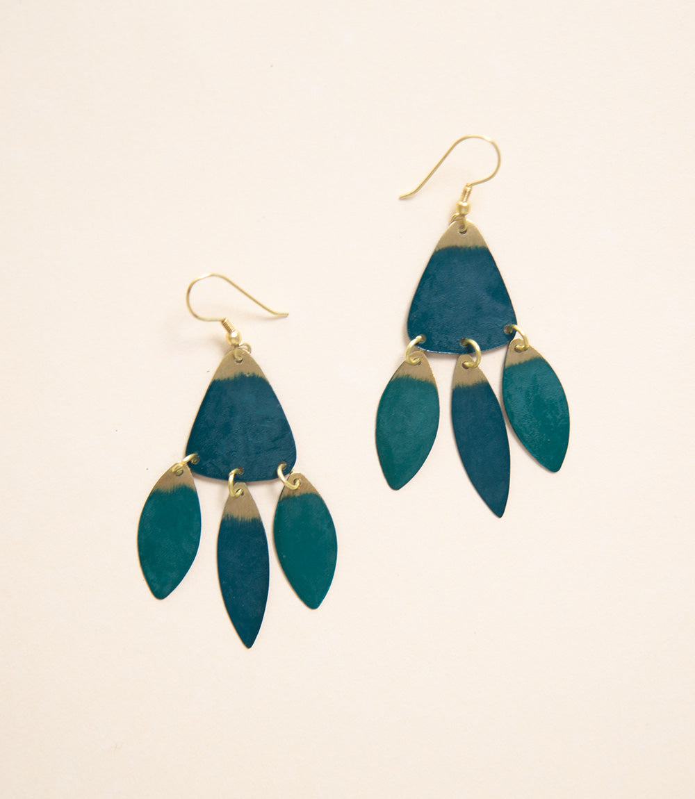 Serene - Leaf Earrings, Teal