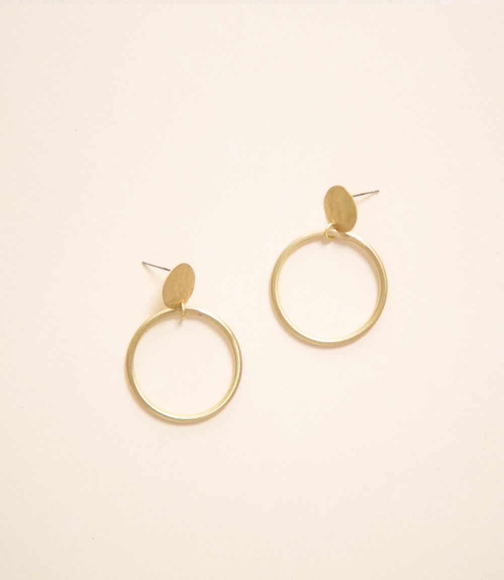 Deco - Hoop Stud Earrings - Gold.