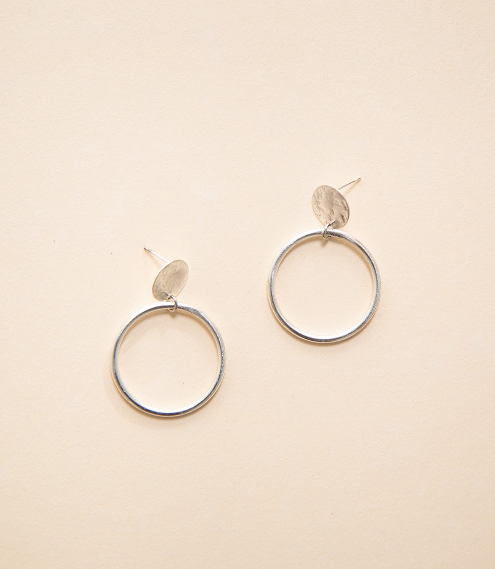 Deco - Hoop Stud Earrings - Silver.