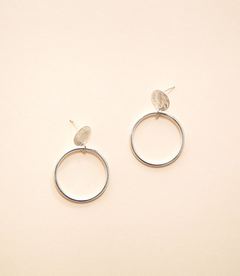 Deco - Hoop Stud Earrings - Silver.