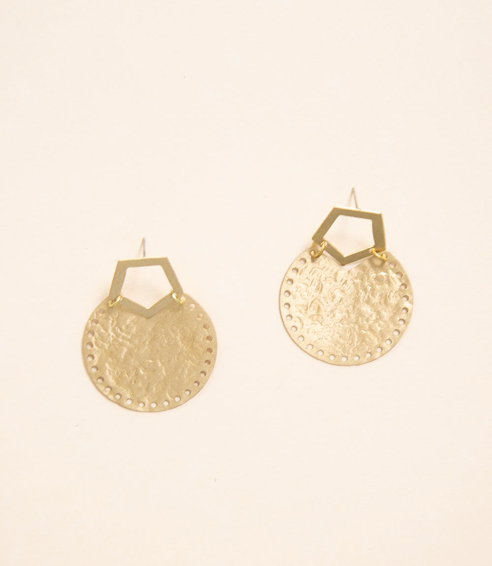 Satya - Hexagon Disk Earrings