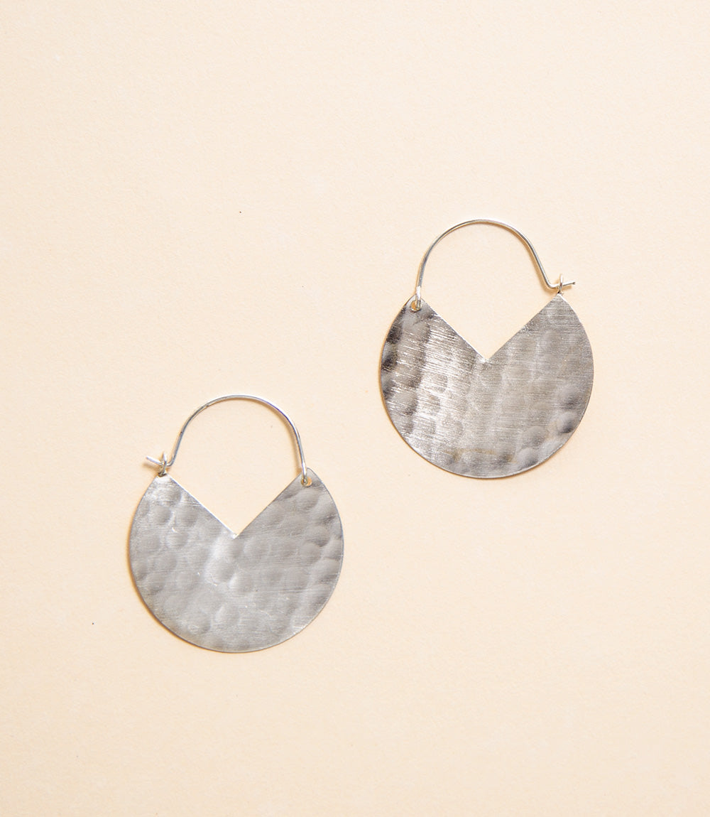 Unity - Sliced Hoop Earrings. Silver.