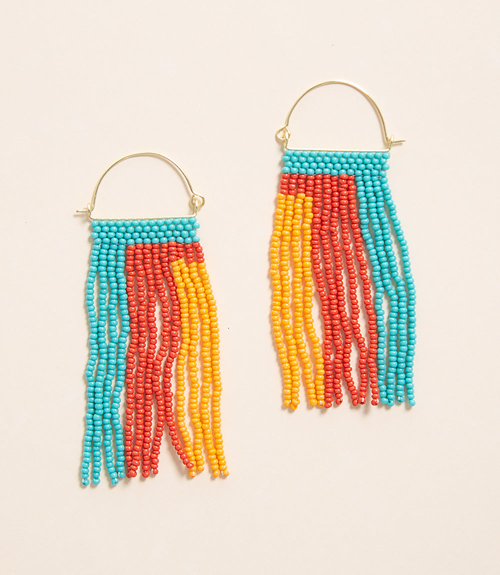 Wanderer Bead Earrings - Aqua Sunset