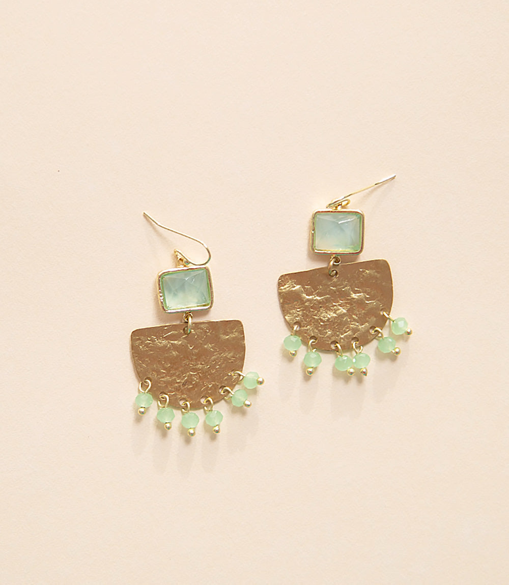 Satya - Aqua Half Moon Earrings, Gold