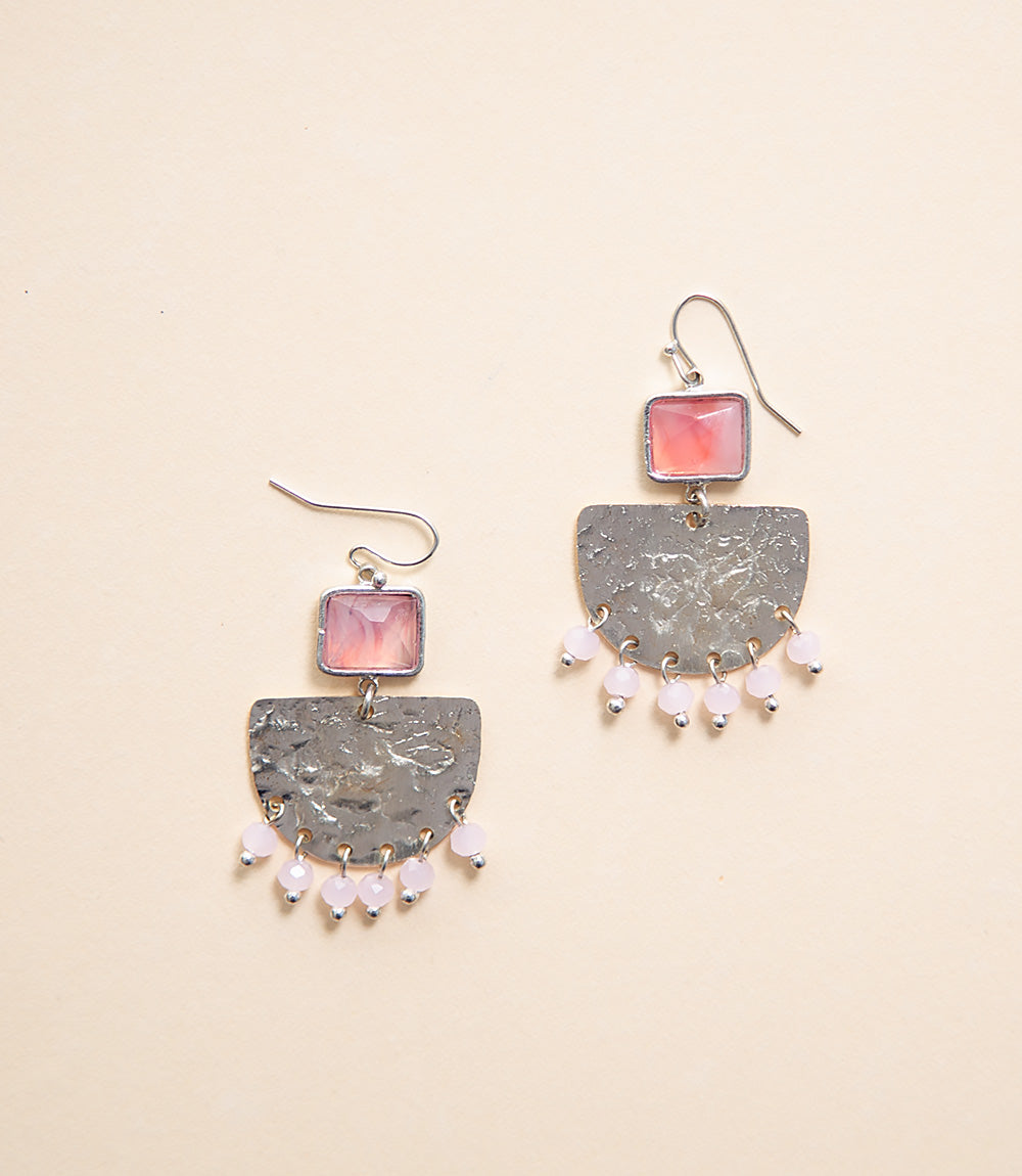 Satya - Rose &amp; Silver Half Moon Earrings