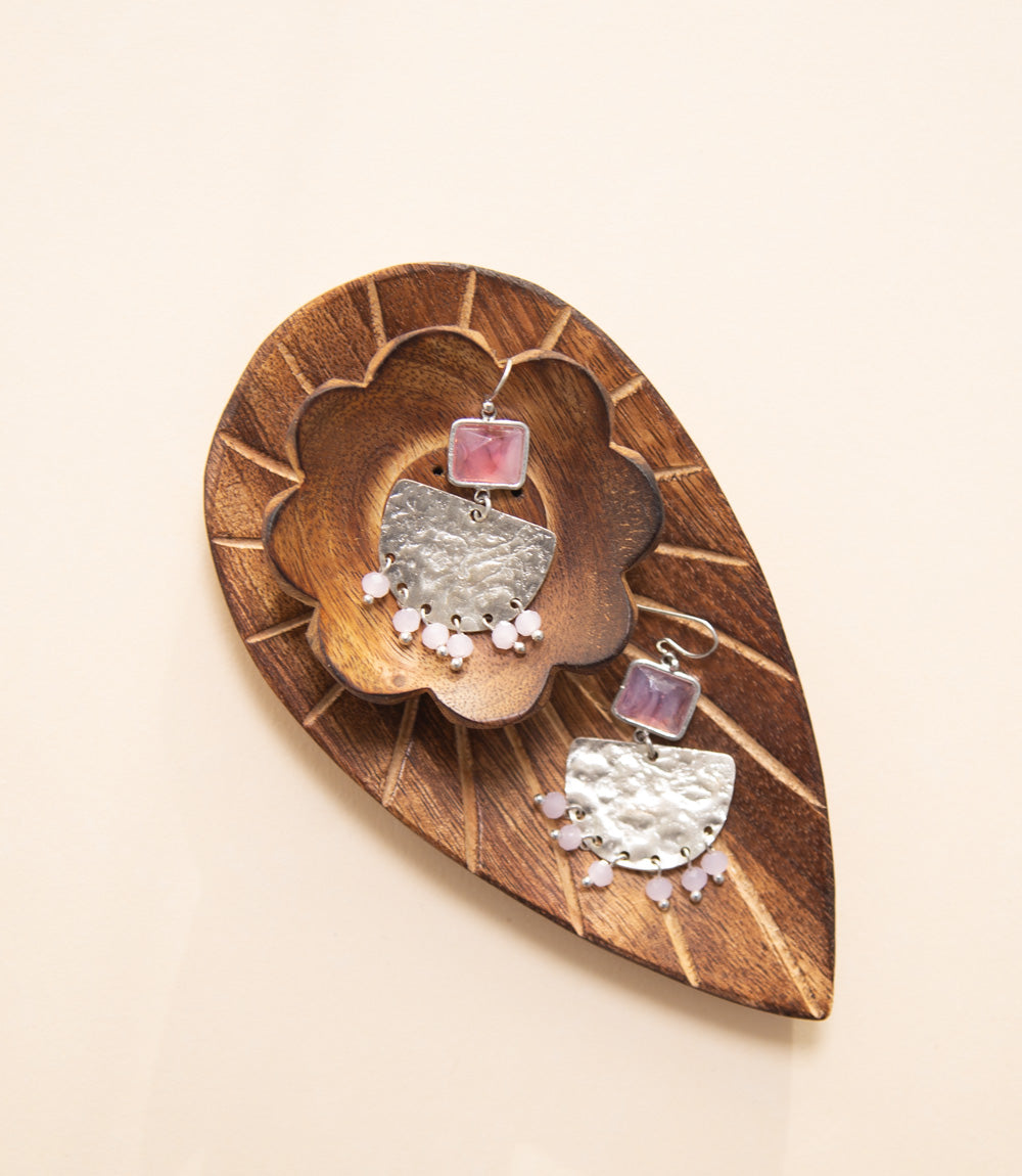 Satya - Rose &amp; Silver Half Moon Earrings
