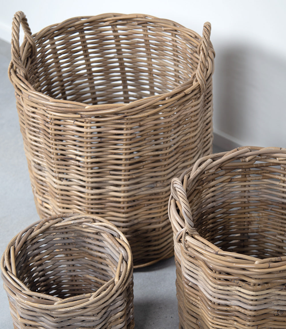 Kubu Rattan Laundry and Utility Baskets, Set of 3.