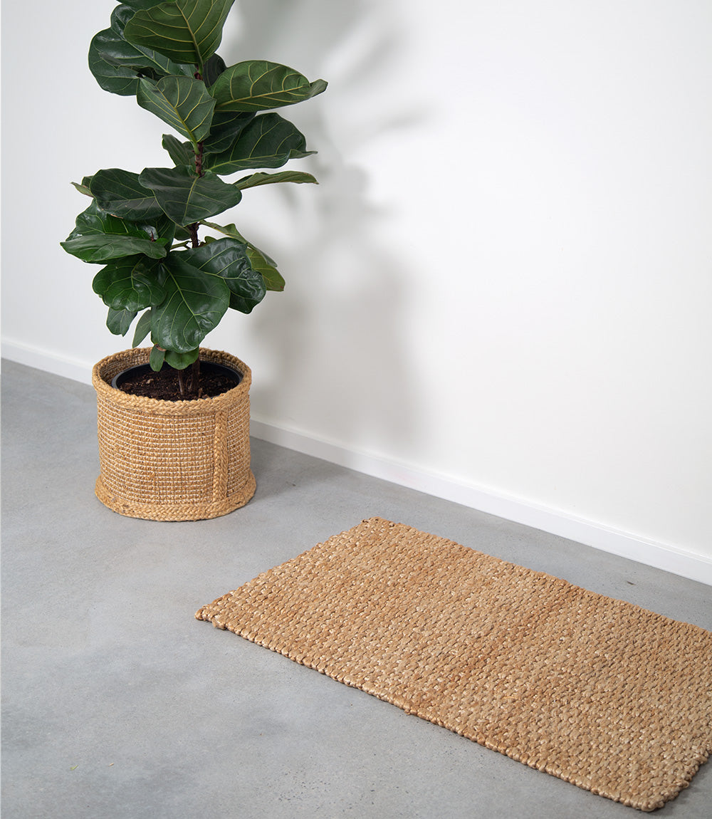 Jute Entry Mat, Natural, Thick Weave, 100x60cm. Suit Outside Single Door Entrance