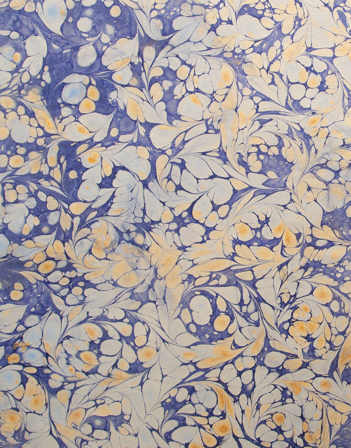 Hand Marbled Jute Paper - Indigo, Cream and Golden Ochre, Pack of 4