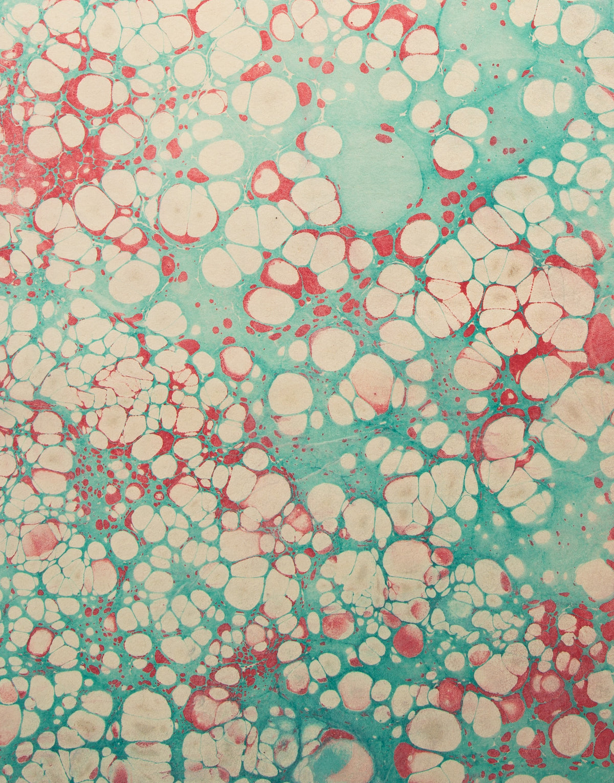 Hand Marbled Jute Paper - Teal & Coral