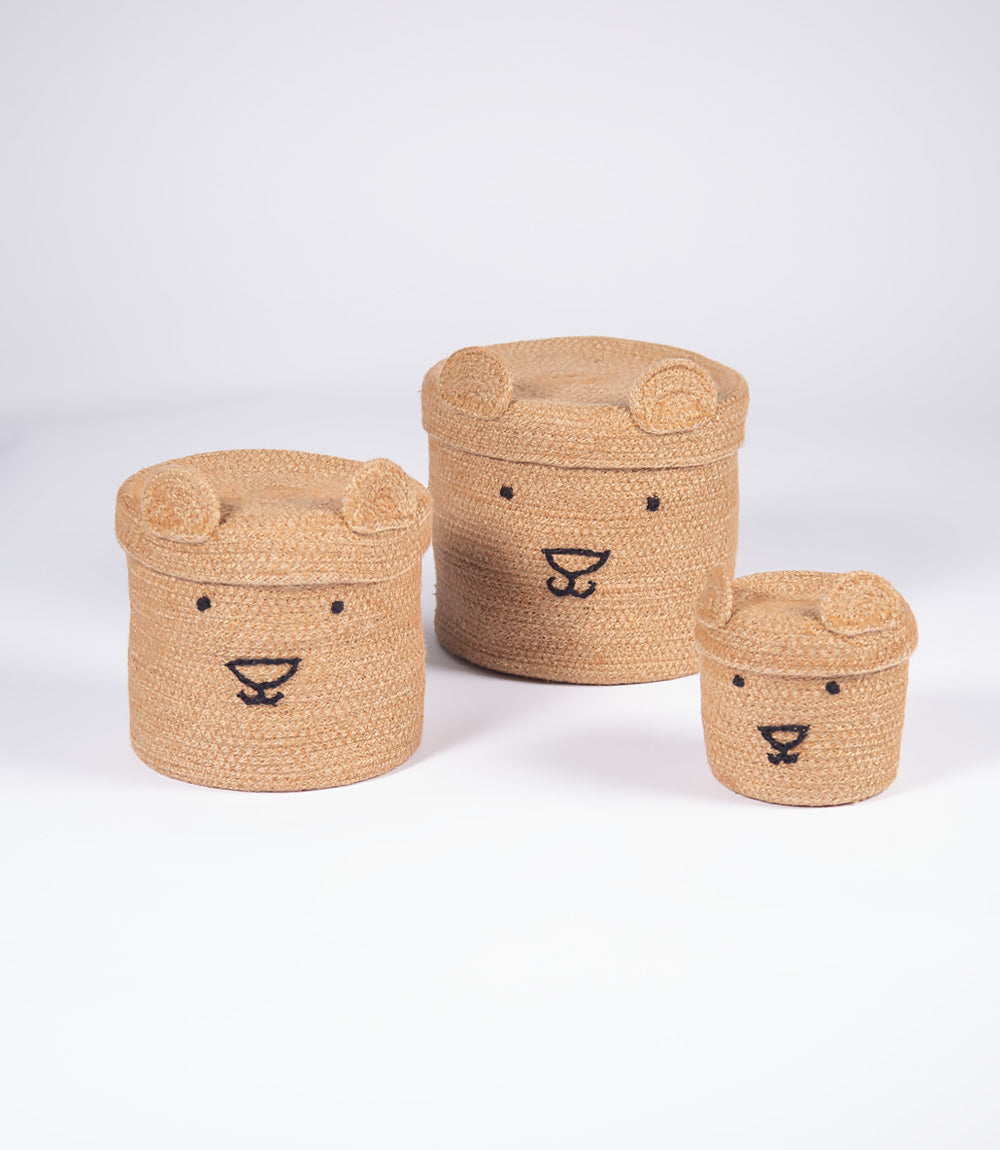 Panda jute baskets - Set 3