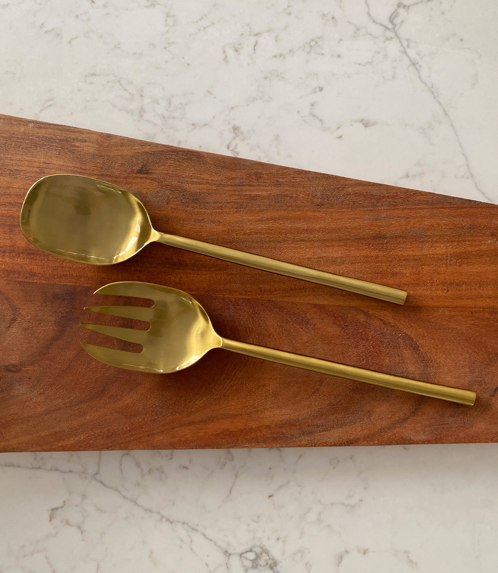 Brushed Brass Stainless Servers, Set of 2