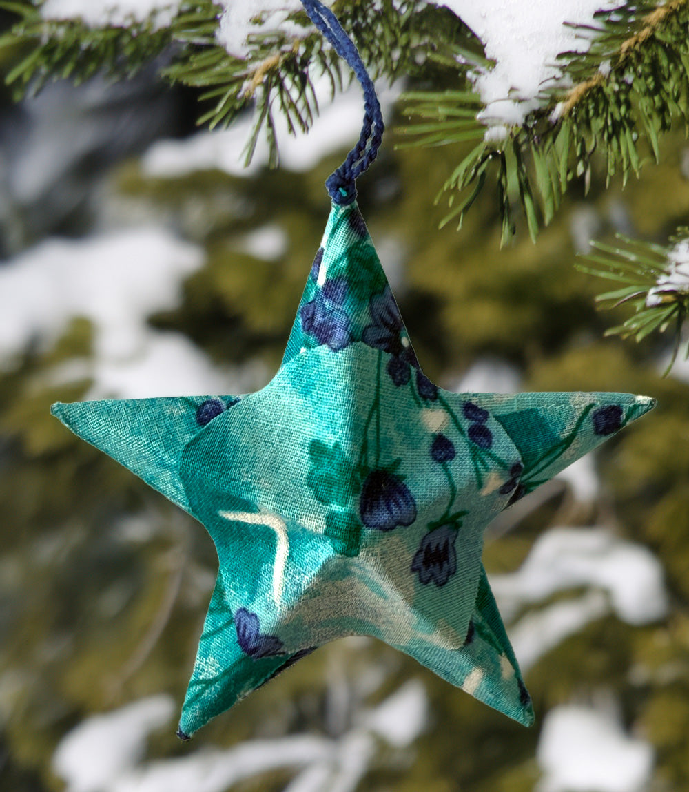 Saree Fabric Stars - Set of 6. Assorted