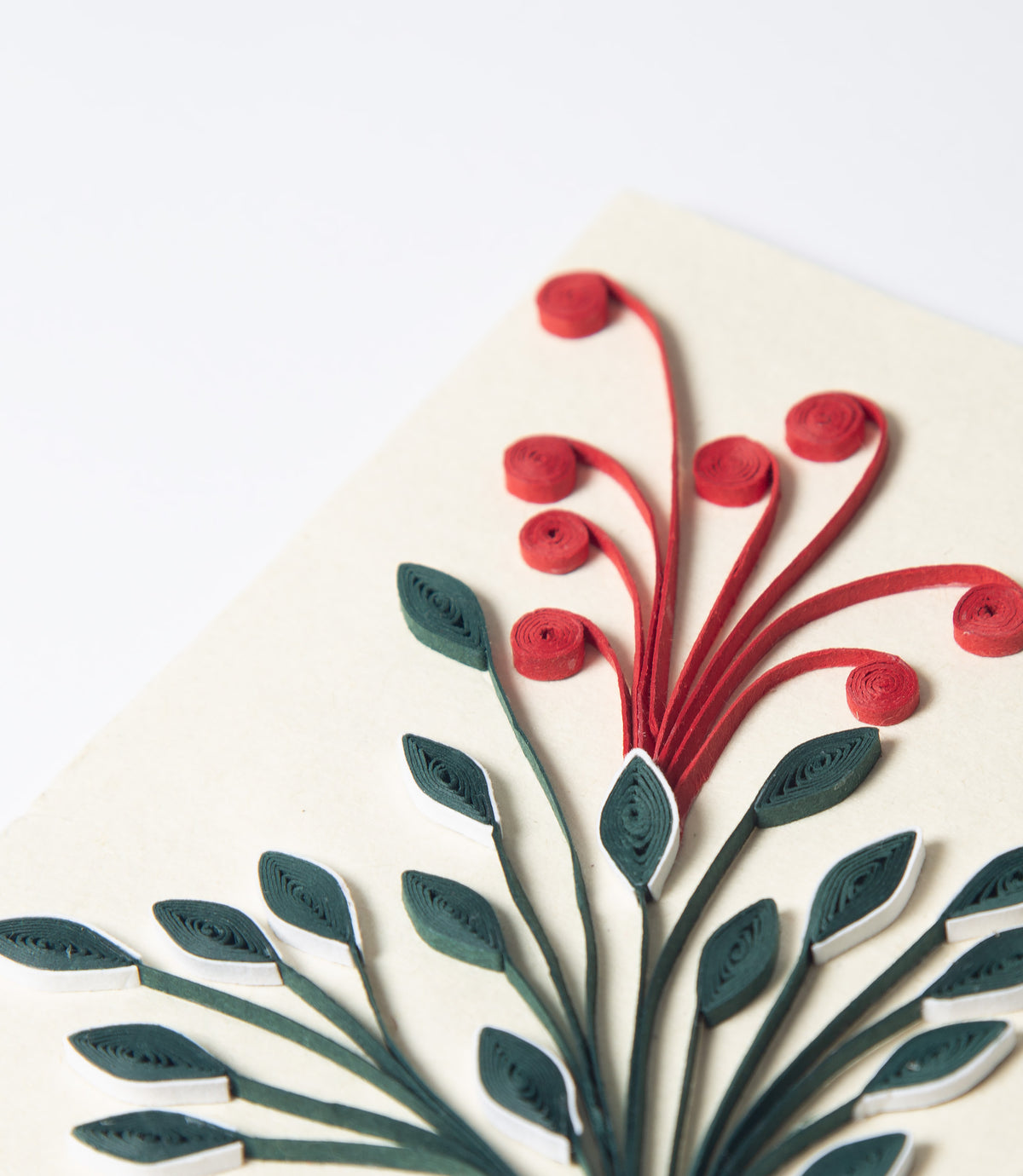 Handmade Christmas Craft Card - Quilled Bouquet. Pack of 4