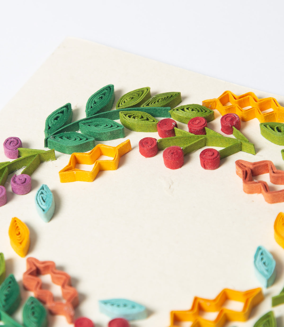 Handmade Christmas Craft Card - Quilled Wreath. Pack of 4