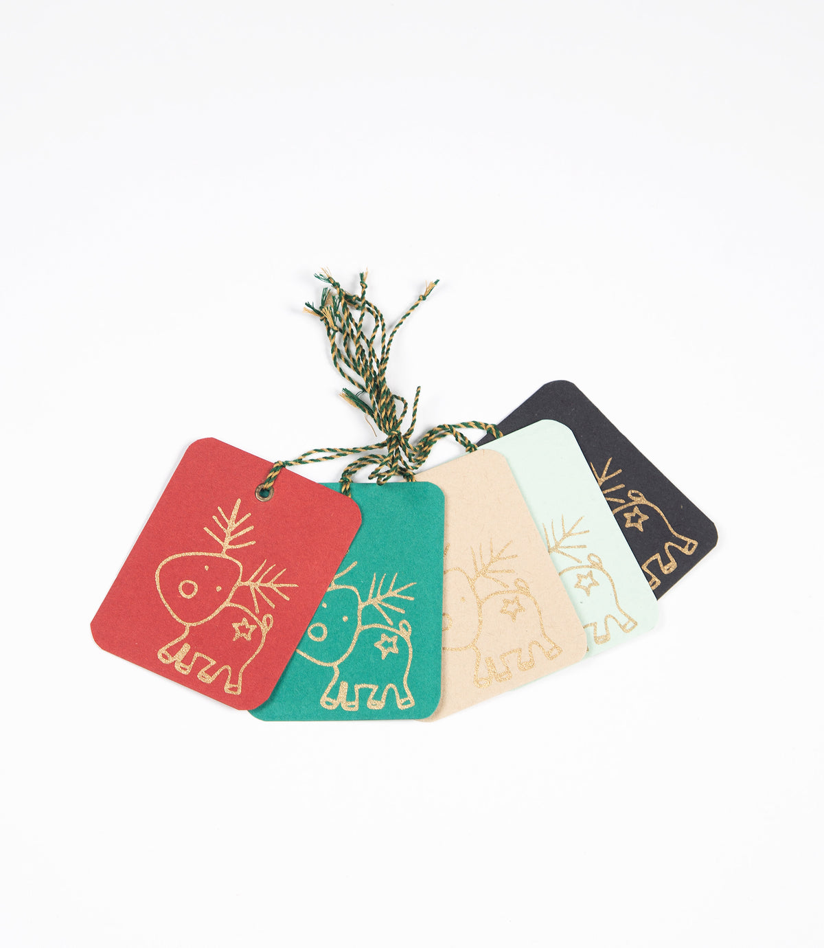 Jute Paper Gift Tag - Reindeer, Set of 5