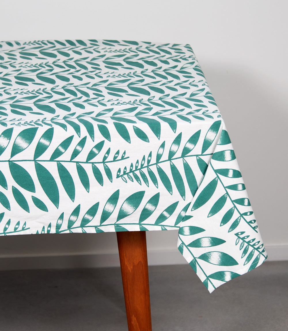 Tablecloth - Screen Print, Chada Leaves. Suit 6-8 Seat Table