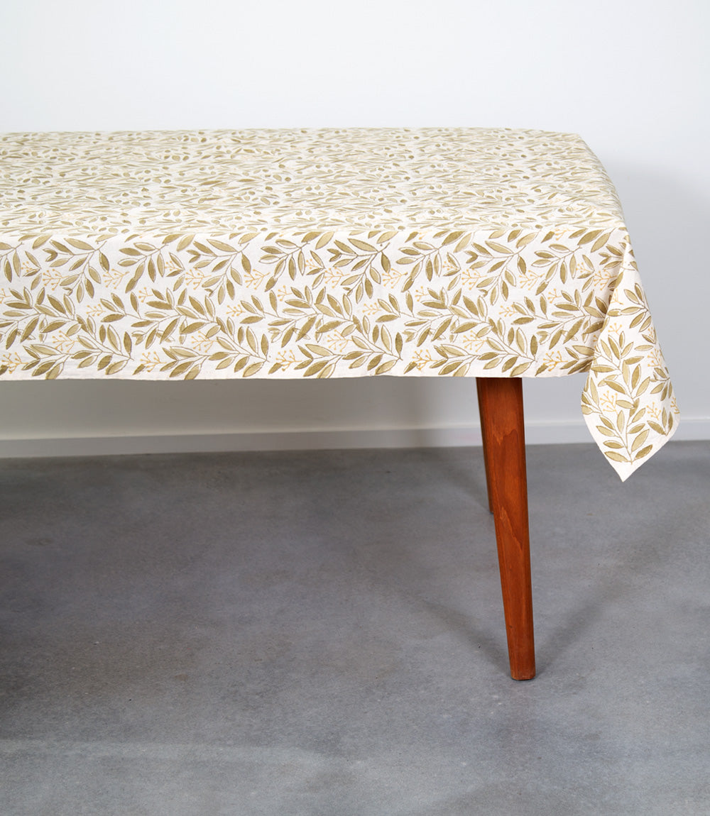 Tablecloth - Block Print, Jalpai Wild Olive. Standard &amp; Large Sizes