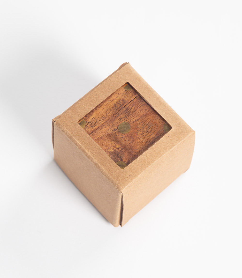 Sheesham Wood Dice Box with Brass Inlay Work, 5 Dice.