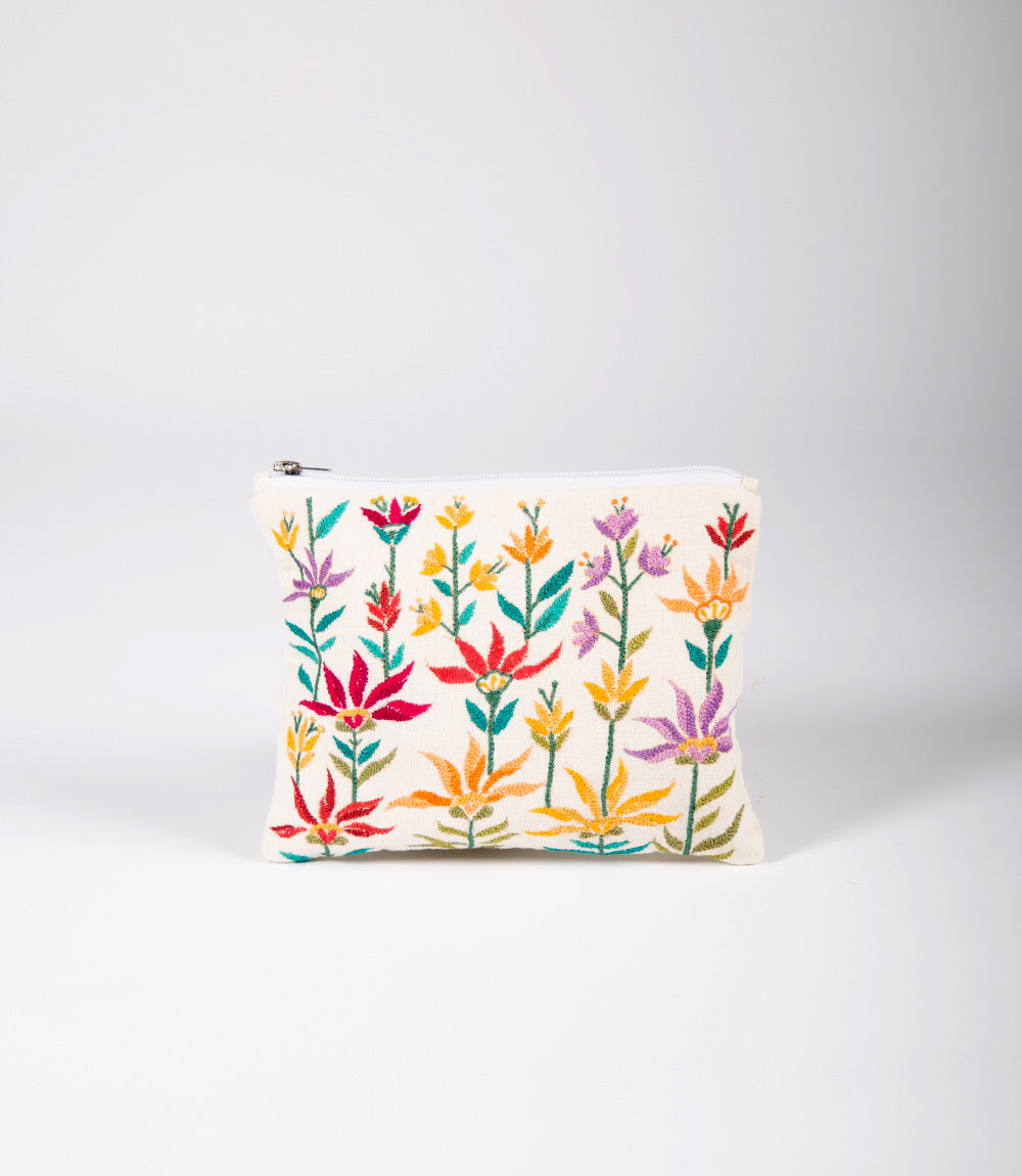 Embroidered Bloom Pouch