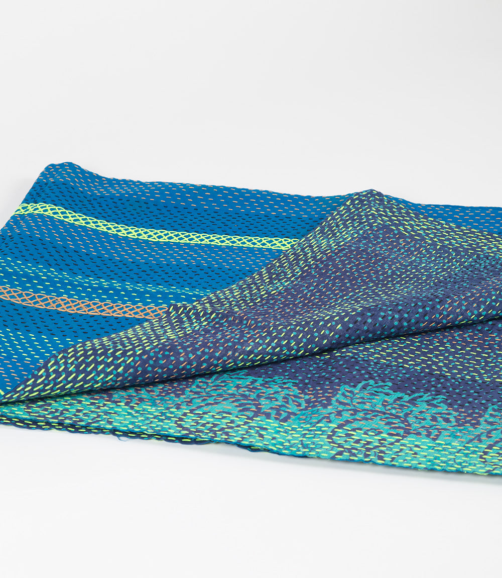 Blue Kantha Baby Blanket